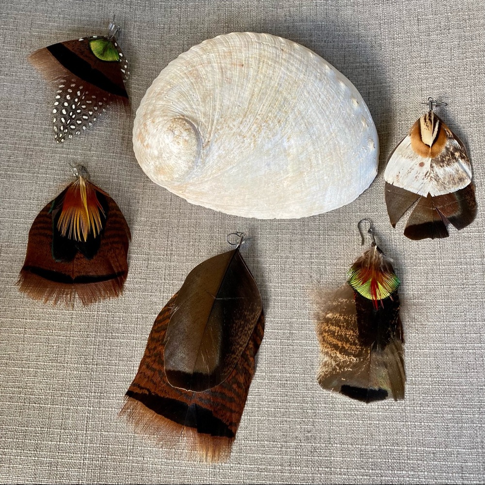 Natural Feather Handmade Single Earring